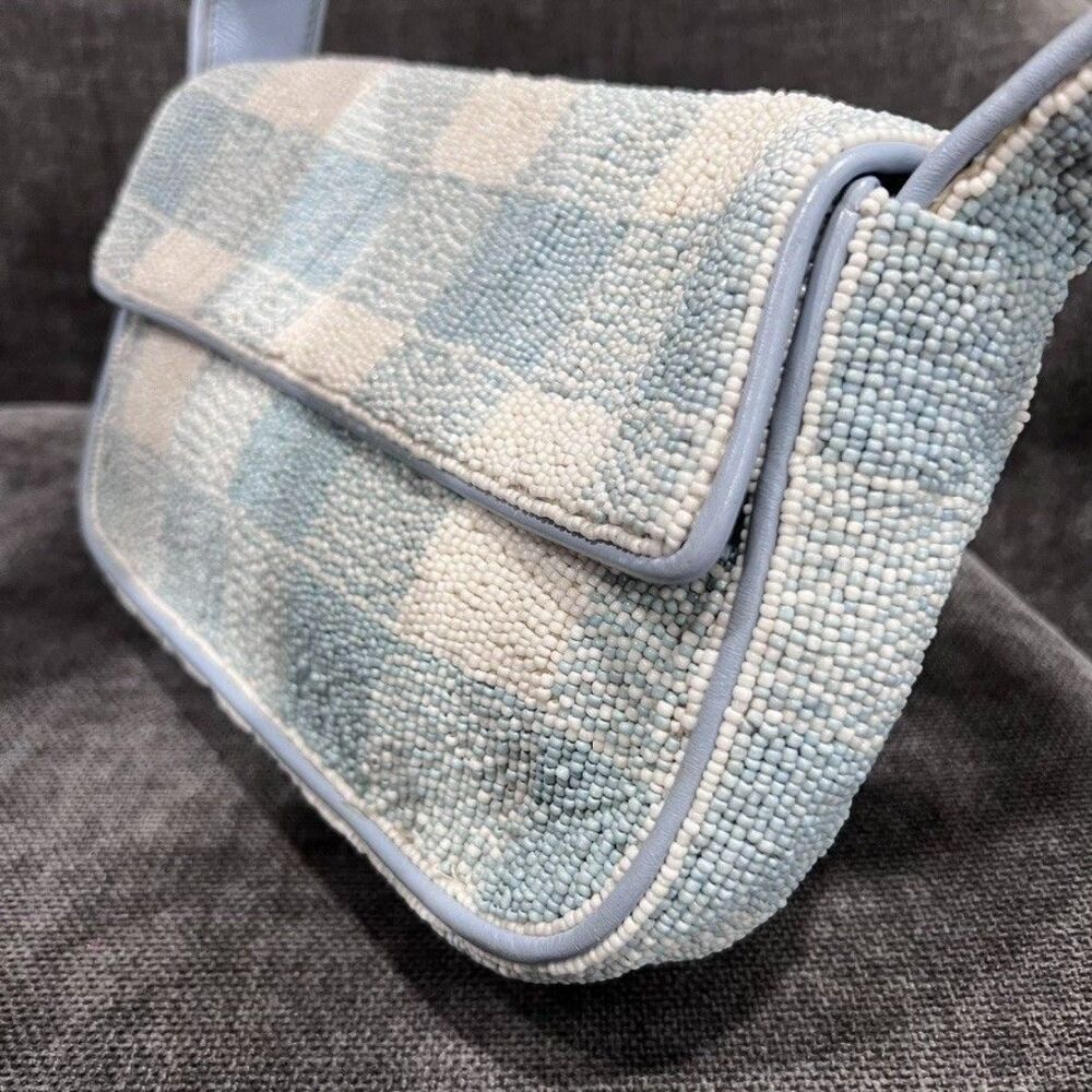 Staud Tommy Beaded Gingham Shoulder Bag - Picture 7 of 16
